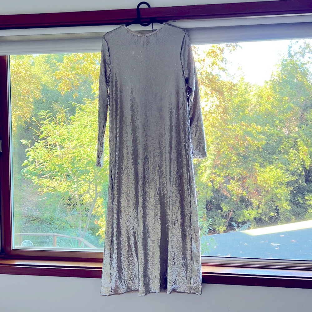 SILVER SEQUIN DRESS - ZARA
